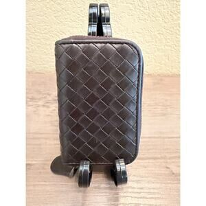 Bottega Veneta Intrecciato Dark Brown Leather Zip Around Wallet 3 Compartment